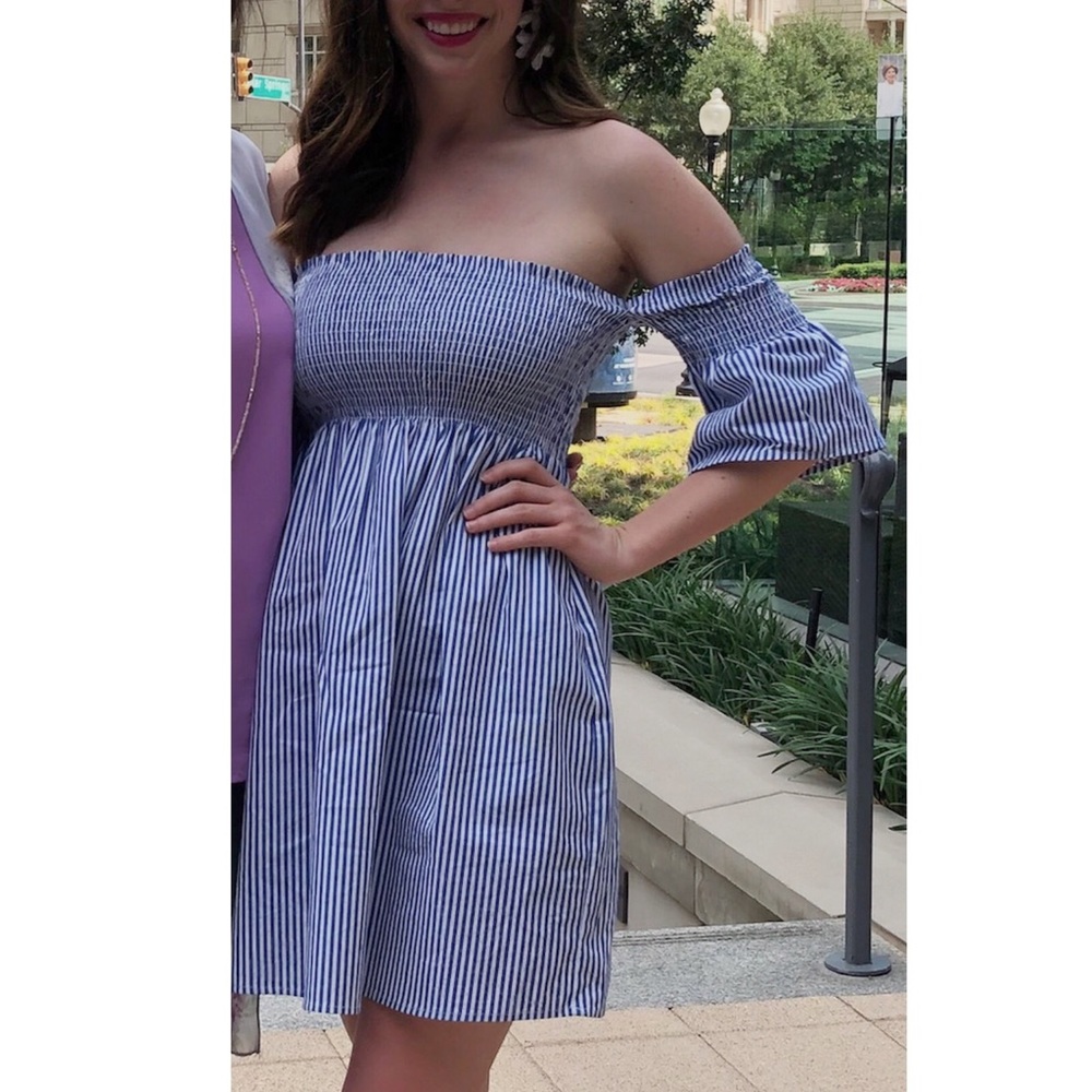 Blue and White Striped Dress